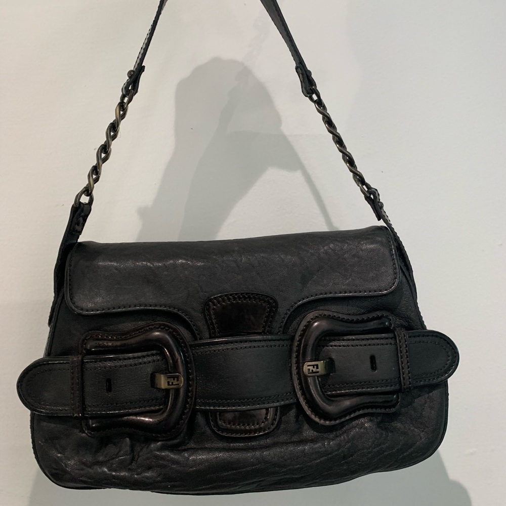 FENDI
Calfskin B Bis Flap Bag Black